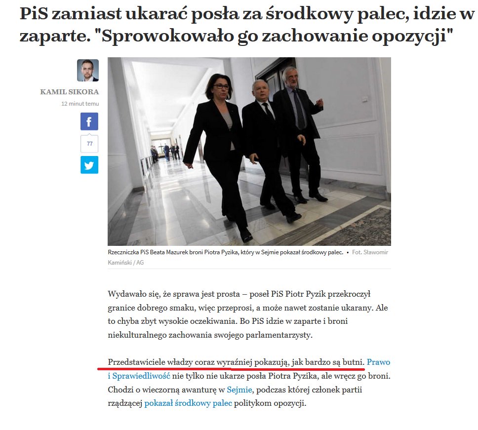 kizinievic's tweet image. Czy lud to kupi? 
Rzecznik PiS: to, że nasz poseł pokazał środkowy palec, to wina Platformy