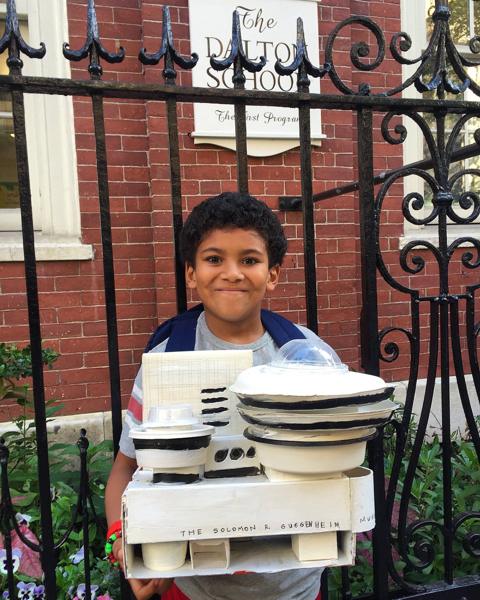 Guggenheim's tweet photo. We love 8 year old Bodhi Brown's model of the #Guggenheim made from recycled materials! #FrankLloydWrightFridays https://t.co/Cs4ieorCxz
