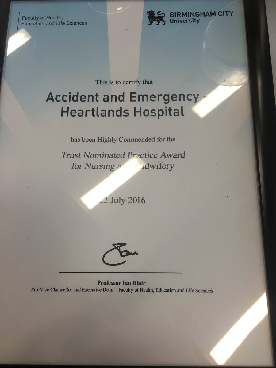 sammy_c321's tweet photo. Go us!! Extremely proud to have even been nominated as a highly commended department @heartofengland #teamED https://t.co/NWKqzdzk0k