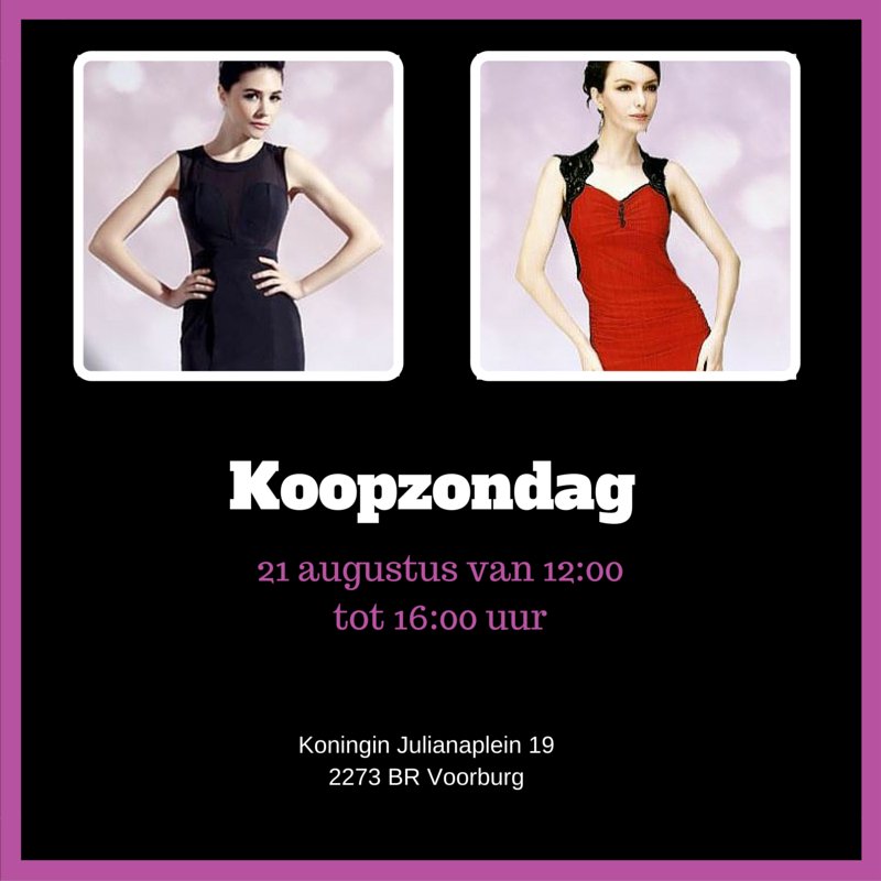 DModa_nl's tweet image. Zondag 21 augustus is het weer koopzondag. Van 12:00 tot 16:00 uur kunt u bij ons de perfecte cocktailjurk shoppen