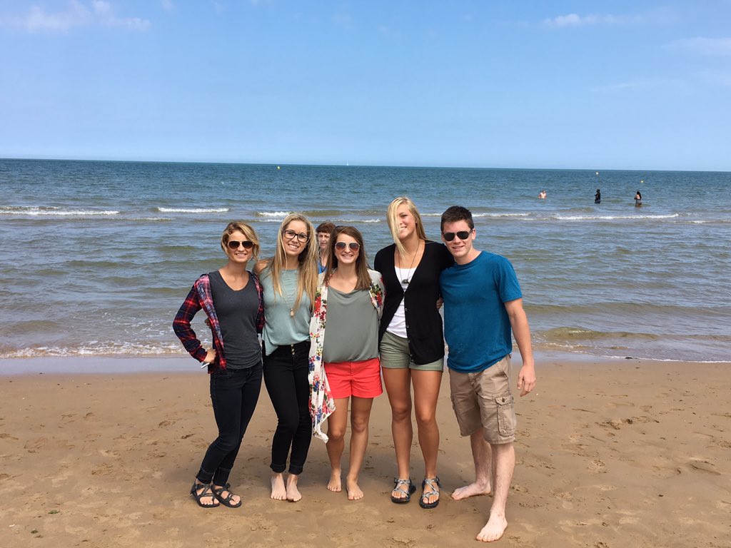 CoachJDorr's tweet photo. CHS students visit the historic Omaha Beach and Luke gets in the ocean for the 1st time.@CHSCards https://t.co/oyc3BrEZKE
