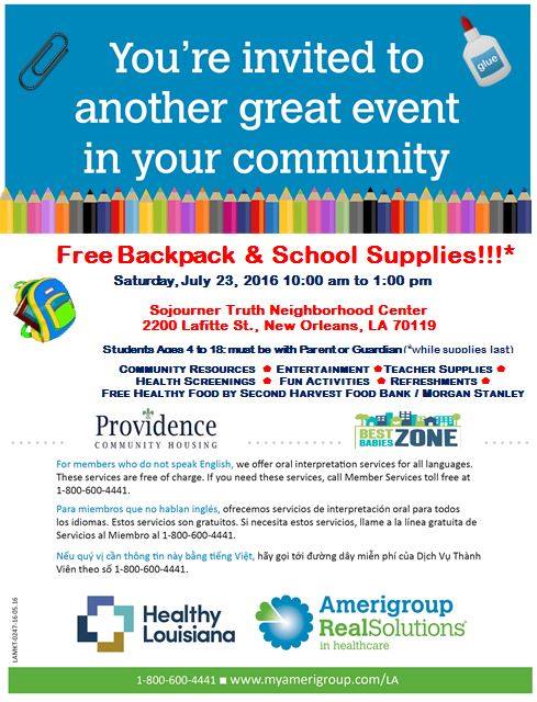 nolahealthdept's tweet image. Need school supplies for your little one? Event tomorrow! HSNO's Best Babies Zone Backpack Giveaway! @BestBabiesZone