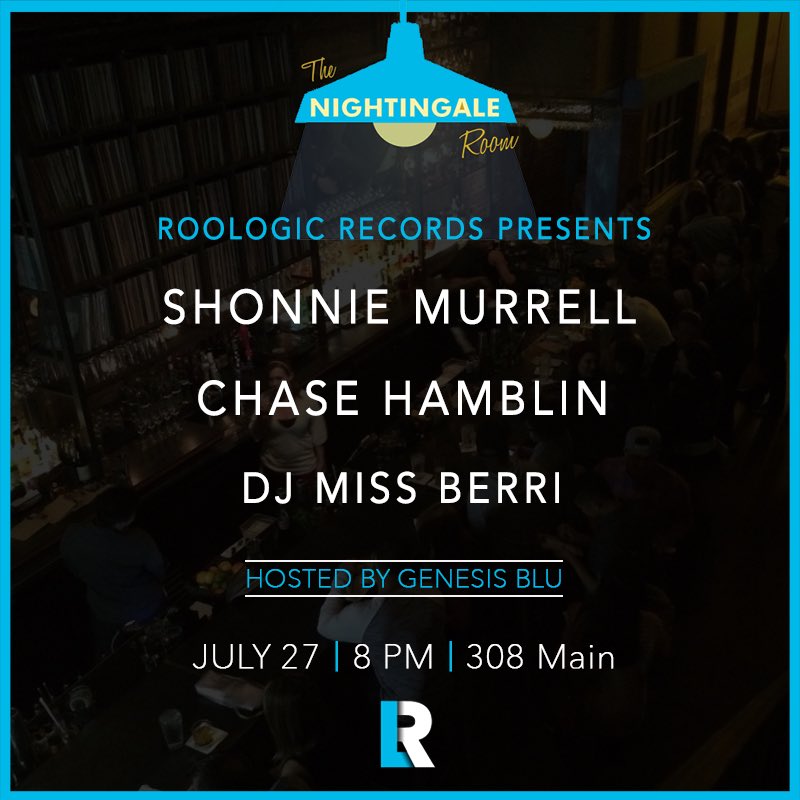 roologic's tweet image. Come fellowship with us! 
The Nightingale Room 
7/27 • 8PM • 308 Main St
#Roologic