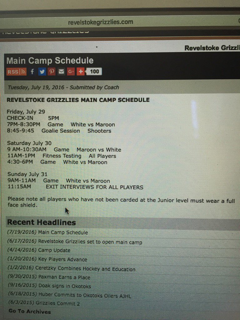 Camp schedule is up!