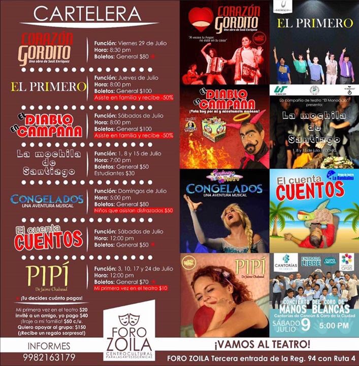 Foro_Zoila's tweet photo. Teatro, vamos, inf. 9982163179 @ViveloCancun @toptencancun @Cancunissimo1 @centralcancun @MiCancun @EventsCancun https://t.co/xuai3SLzot