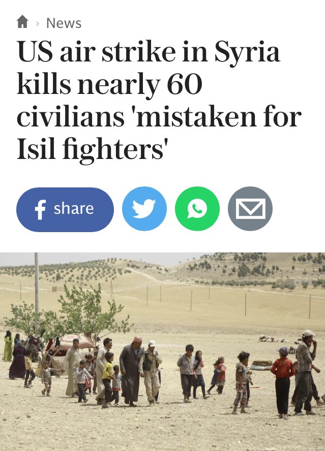 TheMcBang's tweet photo. US "mistakenly" kills nearly 60 innocent civilians in Syria and not one cry to be heard #PrayForSyria https://t.co/j6eM7j5SLq