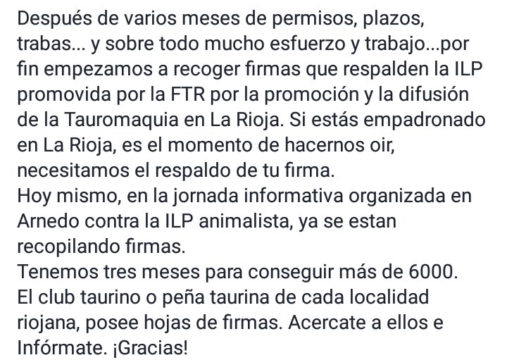 FTRiojana's tweet photo. Muy importante!!! A firmar por la promoción y difusión de la tauromaquia en La Rioja. @clubtaurino @plazatorosharo https://t.co/tsnwJki0Je