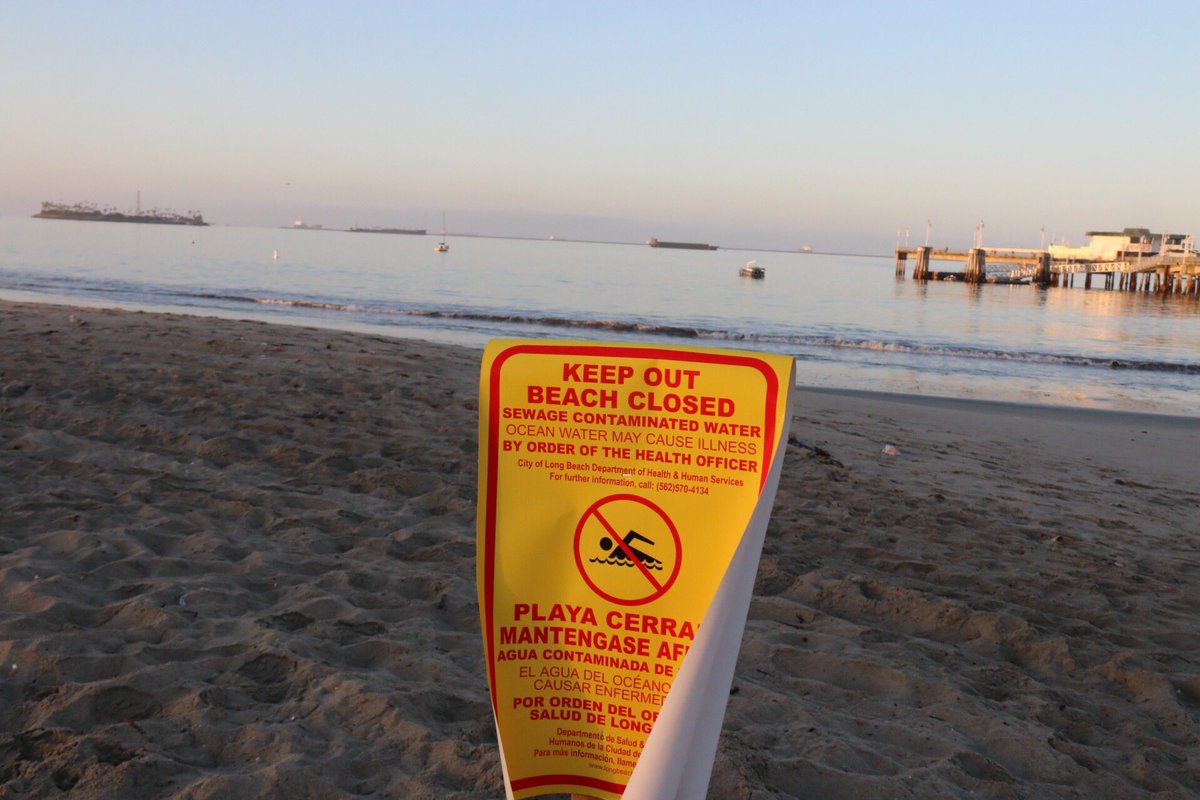 #SewageSpill #LongBeach beaches closed by 2 million gallon Sewage Spill. Could reopen by Friday #knxnews @KNX1070