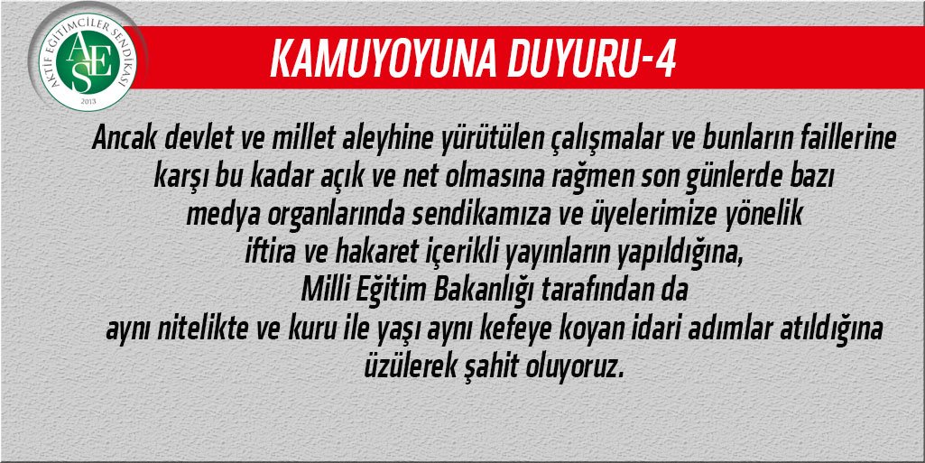 aktifegitimsen's tweet photo. ASILSIZ HABERLER ve HUKUKSUZ UYGULAMALARLA İLGİLİ AÇIKLAMA-4 https://t.co/NADWxzd1D2