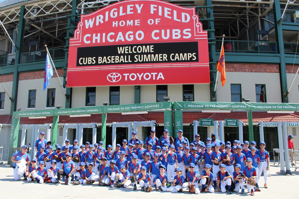 Cubs's tweet photo. When @albertalmora shows up to your #Cubs Summer Camp and you get to practice on #WrigleyField... Day. Made. https://t.co/HrE6tIuqtB
