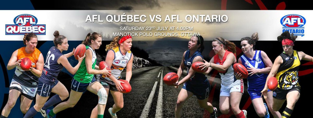 holcostanza's tweet photo. A match not to be missed! This Sat 4pm @ The Manotick Polo Club @aflquebec vs @AFLOntario! #footyallday https://t.co/2p2Qpzylql