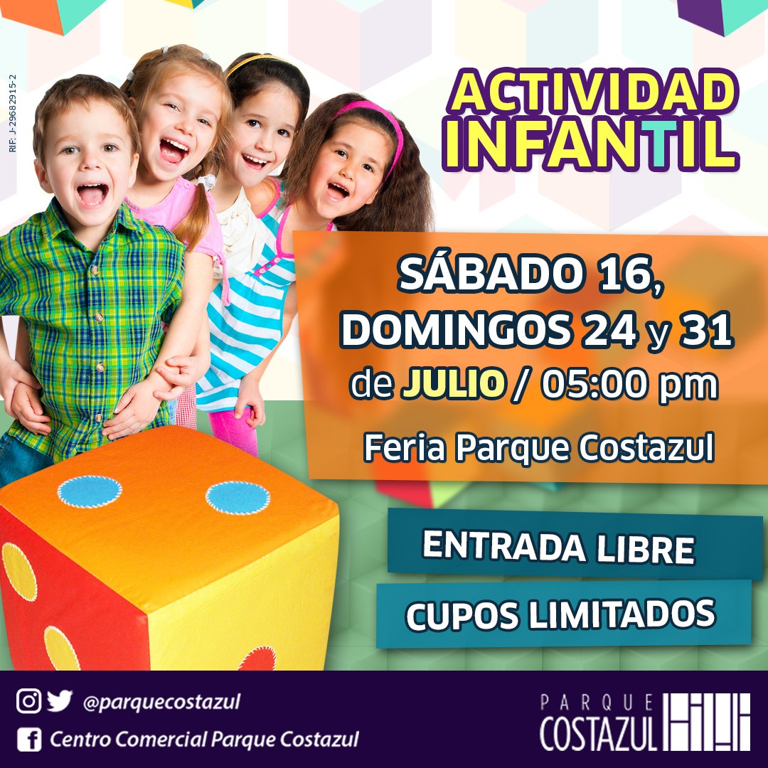 ParqueCostazul's tweet photo. Tus pequeños pasarán una tarde divertida jugando con @javiercotufa este domingo 24/07 a las 05:00 pm https://t.co/dGyROneFzt