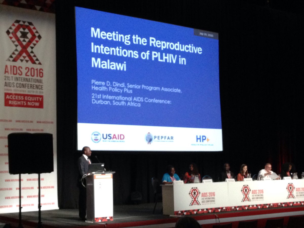 melissa_schnure's tweet image. Pierre Dindi of @HlthPolicyPlus  @PalladiumIntDev presents on reproductive intentions of #PLHIV in Malawi #AIDS2016