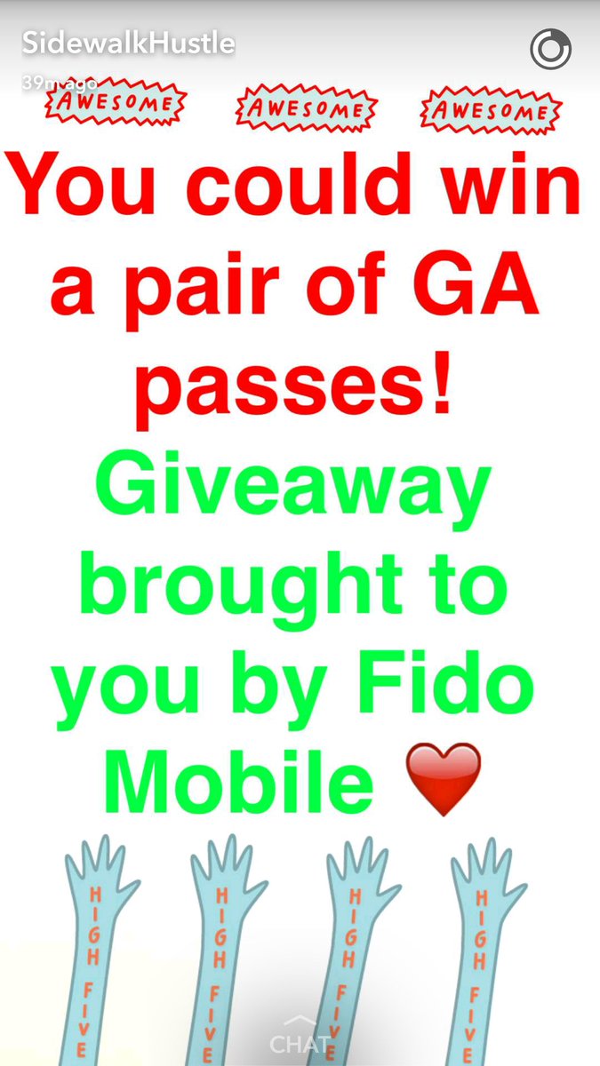 TheDanLevy's tweet image. Check it: My homies at @SidewalkHustle have a #WayHome tix #giveaway in a Snapchat contest courtesy of @Fidomobile!