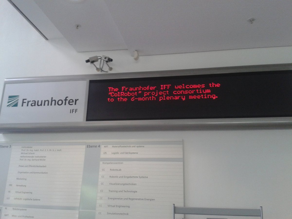 col_robot's tweet image. #colrobot meeting in #Magdeburg  many thanks to @Fraunhofer_IFF for hosting it !