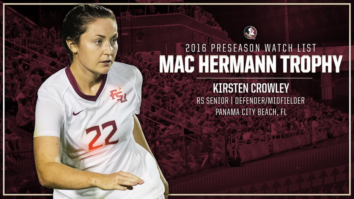 FSUSoccer's tweet photo. Kirsten Crowley &amp; Megan Connolly have been named to the 2016 MAC Hermann Trophy Watch List! 
https://t.co/7wsgxWVtTF https://t.co/TFSANQzGO2