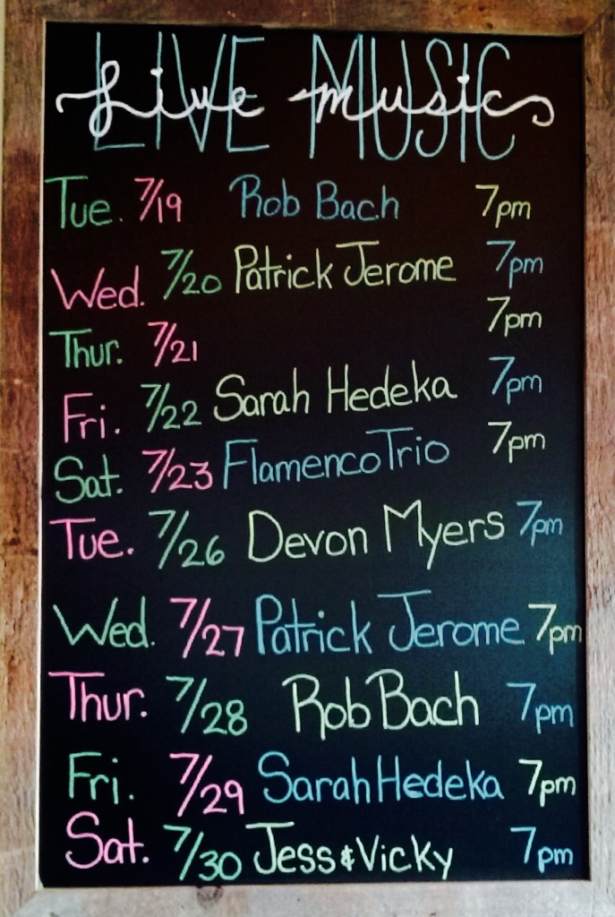 🎶Another awesome music lineup! Come dine with us and enjoy 1/2 PRICE bottles of wine with your meal! 🎶 Enjoy! 🍴🍷👏👏👏