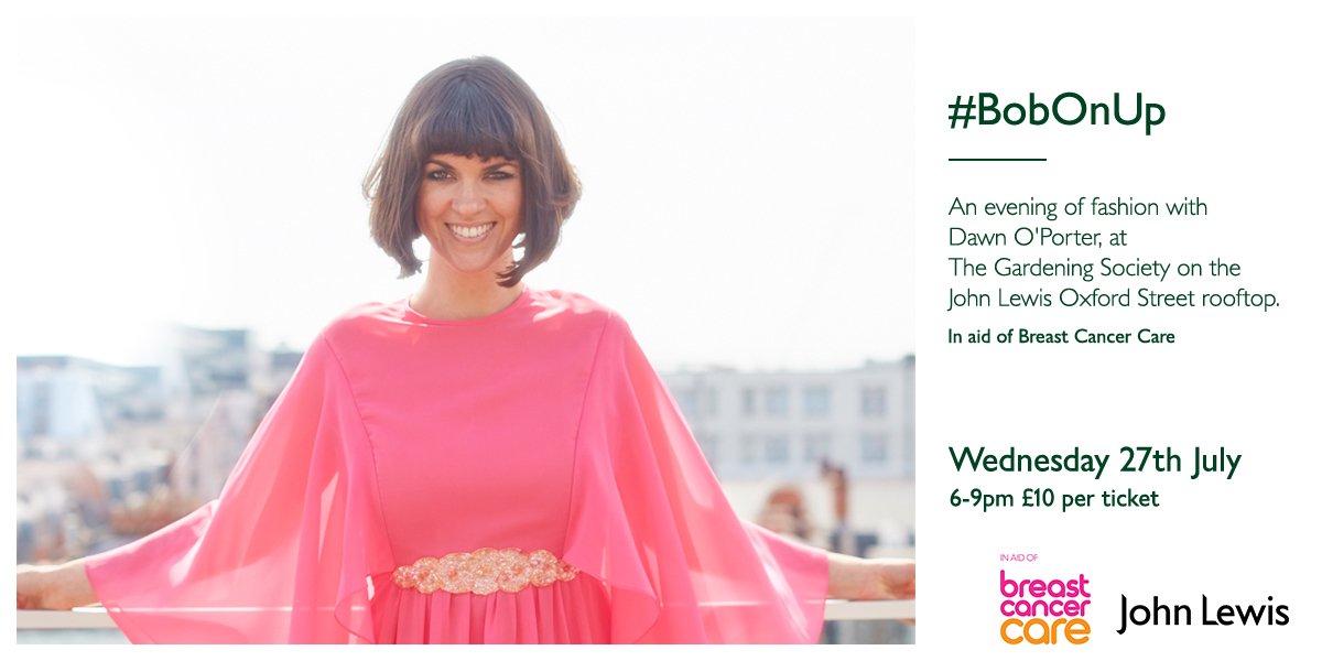 JohnLewisRetail's tweet image. Join Dawn O'Porter for a night of fashion at our Oxford St roof - buy tickets now! #BobOnUp bit.ly/29JsFm8