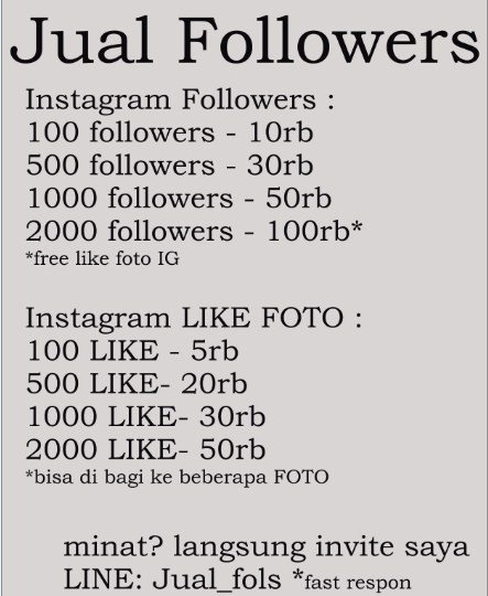 0 replies 0 retweets 0 likes!    - jual followers instagram murah