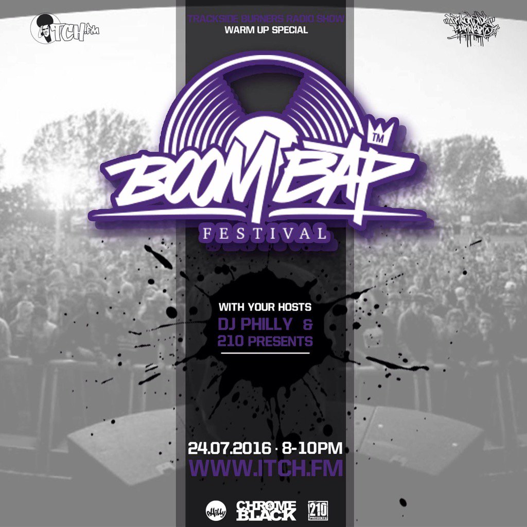 Tracksideburner's tweet photo. @Tracksideburner's #1weektill @boombapuk so 24.07 8-10pm LIVE on @itchfm https://t.co/Y6CJWvRZr1 pre warmup show! ✌🏾 https://t.co/CzP0mrh8qv