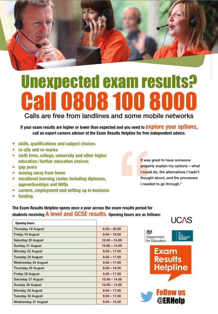 AbbeyCareers's tweet photo. The Exam Results Helpline @ERHelp is available from Thursday 18th August at 8.00 @Abbey_CBS @Abbey_SRC https://t.co/NxLBiC4W36