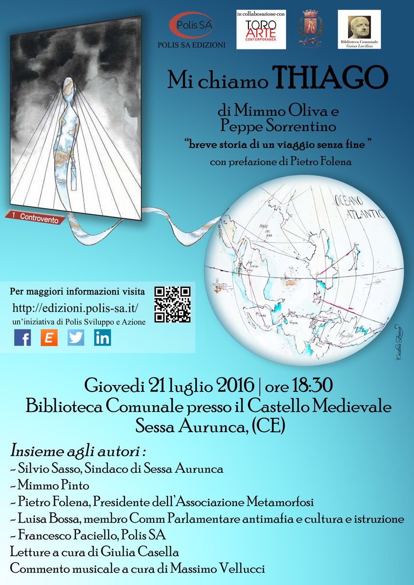 PolisSAEdizioni's tweet photo. Domani ore 18:30 #conThiago a Sessa Aurunca (CE) https://t.co/JLX1YTXZnl