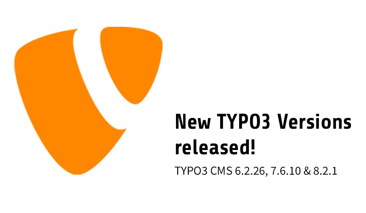 tug_greece's tweet photo. New #TYPO3 versions released!
6.2.26, 7.6.10 &amp; 8.2.1! 
https://t.co/H9FpfVaeI1 https://t.co/RsBXpt3PXT