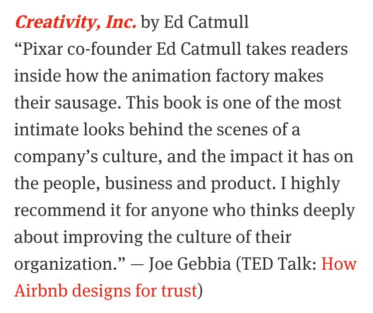 The ultimate TED summer reading list: ideas.ted.com/what-should-yo…. So many good books including my Pixar fav. #TED