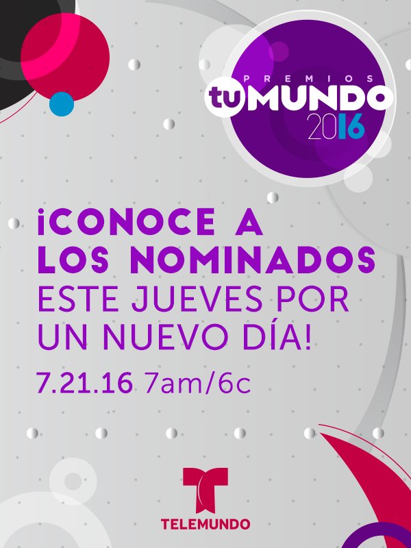 ¡Mañana es el gran día! Conoce a los nominados a <a href="/PremiosTuMundo/">Premios Tu Mundo</a> a las 7am/6c en <a href="/UnNuevoDia/">Kylie Fan</a>. #PremiosTuMundo