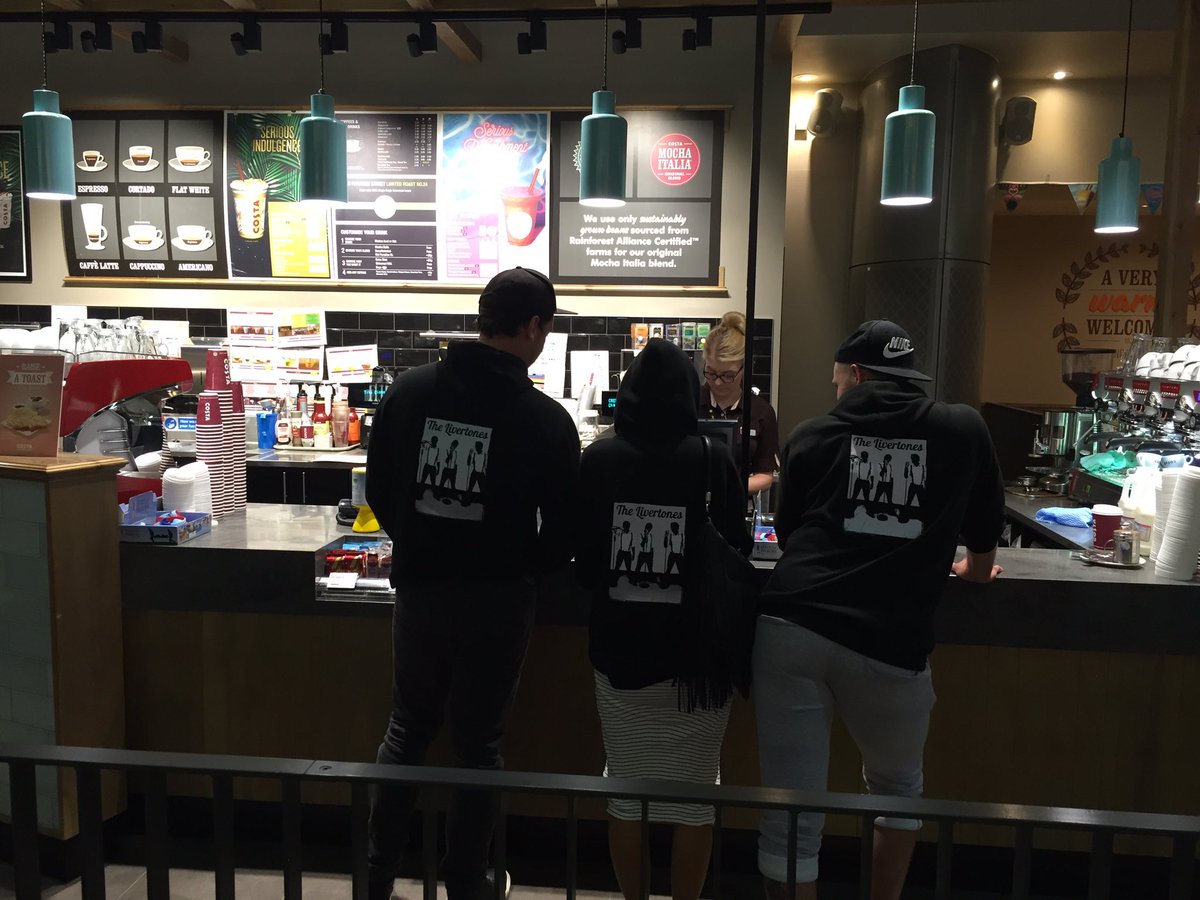 livertones's tweet photo. The gang at @CostaCoffee on route to another. #matchinghoodies @johnpaulbirss @kabimpson #ontour #harmony #coffee https://t.co/2mjnIdFVSI