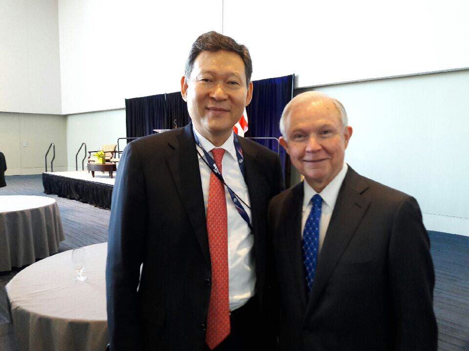 Amb. Kairat Umarov with @SenatorSessions on the sidelines of State Department and Heritage Foundation event in #Ohio