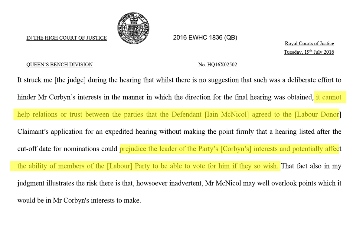 ToryFibs's tweet photo. #Exclusive: The judge in today's court case that attempts to block Corbyn standing was scathing about the Labour NEC https://t.co/T4UXeVyaFL