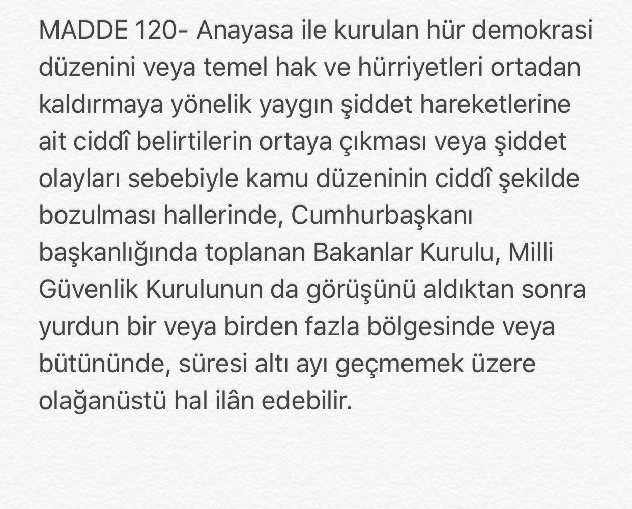 mevlut cavusoglu on twitter olaganustu hal uygulamasi na imkan taniyan anayasa mizin 120 maddesi https t co cghqcs1fxb twitter