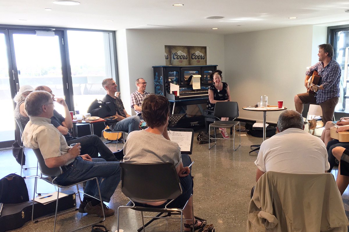 nmc_canada's tweet photo. It's day 2 of the @calgaryfolkfest boot camp &amp; there's music all around #StudioBell. #KrisDemeanor #CarolynMark https://t.co/zmrJLn2y3O
