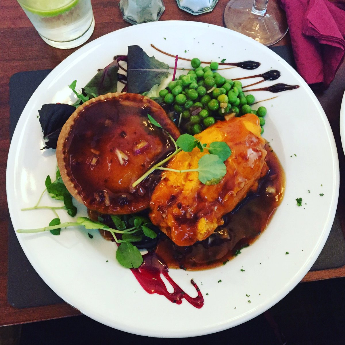 Thanks @Towershotel for a fabulous spa night & meal Delicious #mushroompie & #sweetpotato mash #yummy #veganfriendly