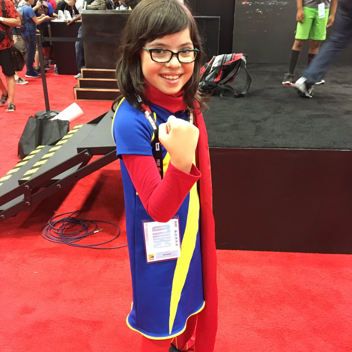 We found the most amazing Ms. Marvel on the #SDCC floor! Best part: she's cosplaying as Squirrel Girl on Saturday! 👏