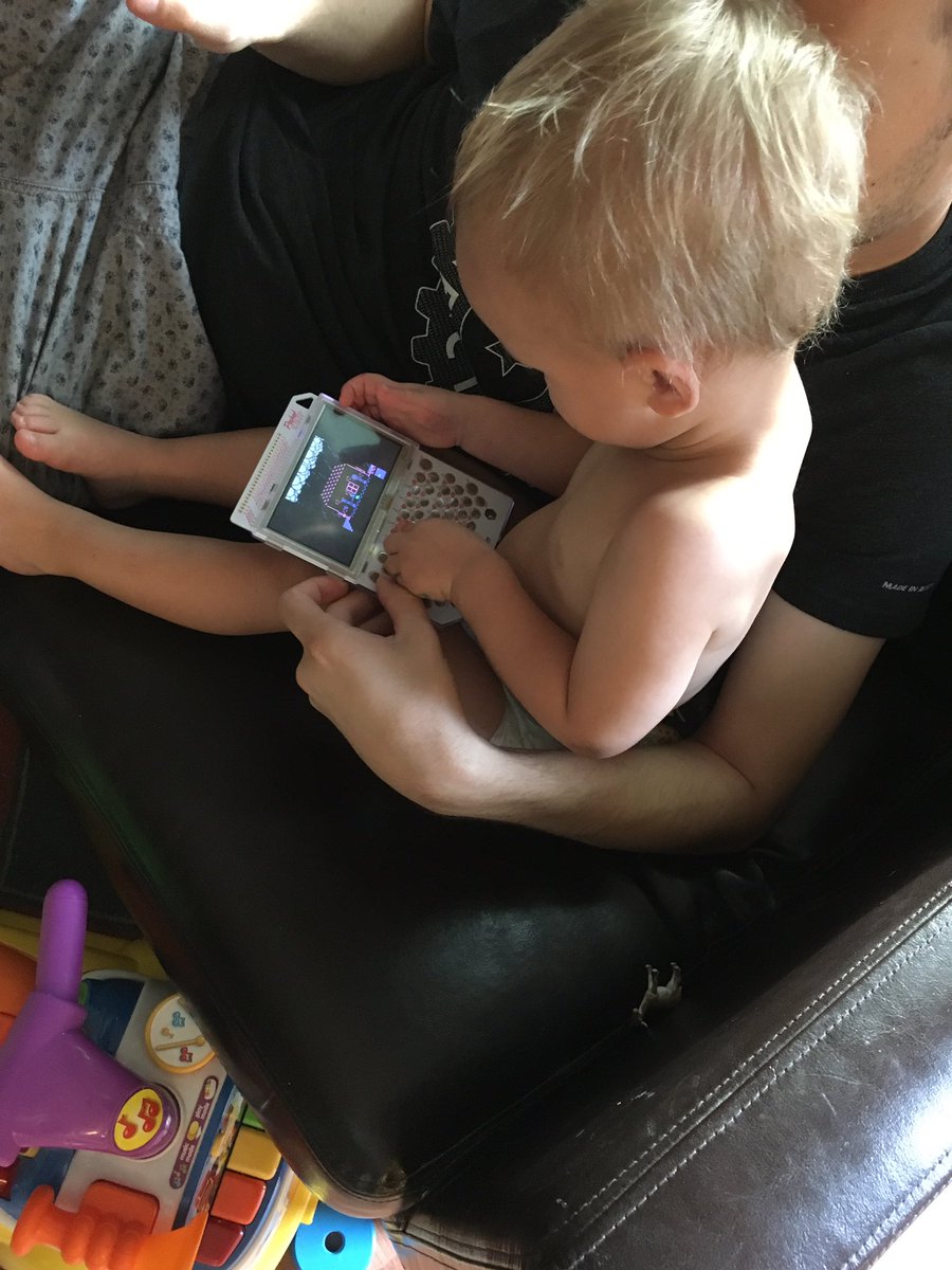 Getting Elliott interested in computers early using the #PocketCHIP <a href="/nextthingco/">Next Thing Co.</a>