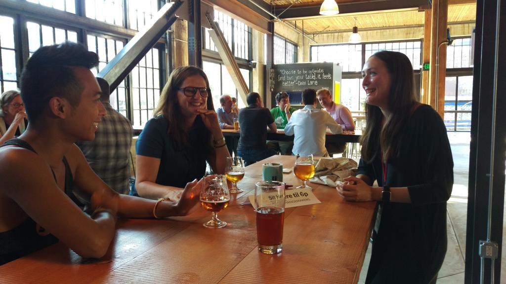 Networking & discussing progress on #changemaker2016 projects @OptimismBrewing. #optimisminaction