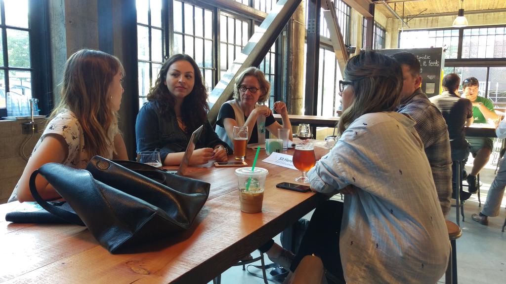 More #changemaker2016 discussions w/ the @SeaMarCHC team @OptimismBrewing. #optimisminaction