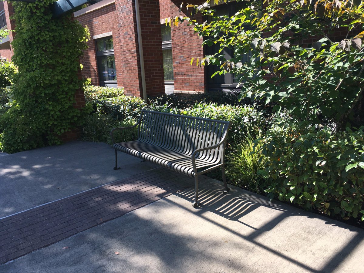 benchesofissy's tweet image. Play hooky from your conference at the Hilton Garden Inn on this bench. There are a bunch more if this one's taken.
