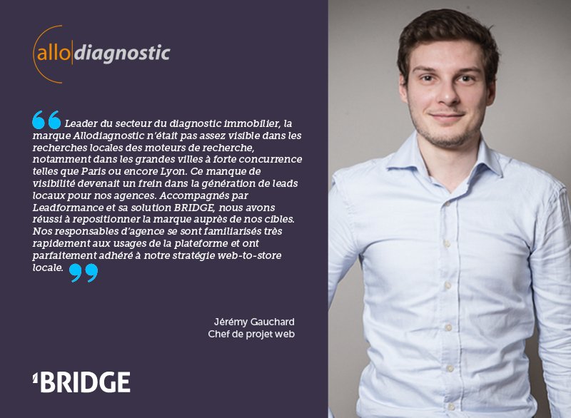 Leadformance's tweet photo. Avec BRIDGE, Allodiagnostic augmente son trafic local de 50% : https://t.co/uOnGHuXoyw #webtostore https://t.co/YOTbPnRTl1