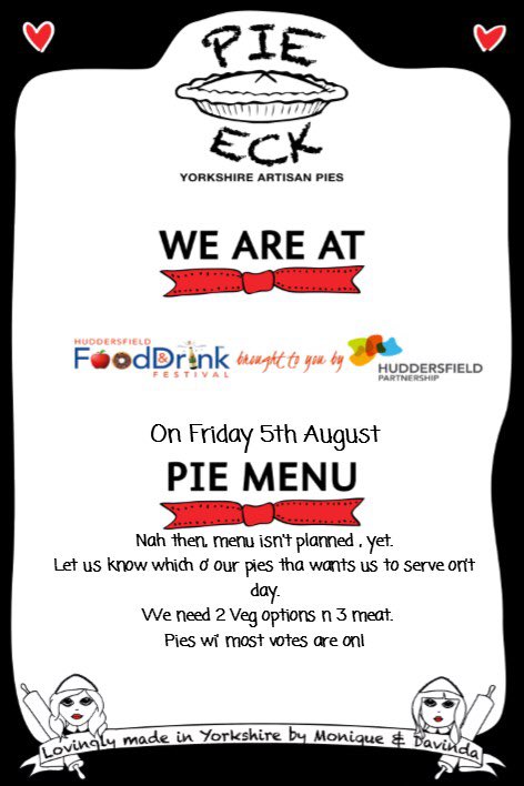 Now then, <a href="/Pie_eck/">Pie-eck</a> are looking for your input on their menu. What pie would you like to see at #HFDF16? #PieLovers