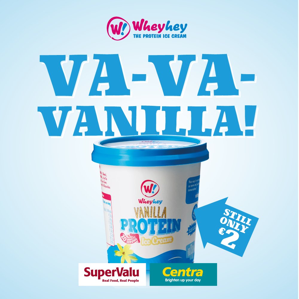 WheyheyIreland's tweet photo. We are on offer! ☀️🎉 Pick up a pot for ONLY €2🍦😍😜 @SuperValuIRL @CentraIRL #icecream #winning #protein #fit #fitfam https://t.co/tjT1lnPwN6