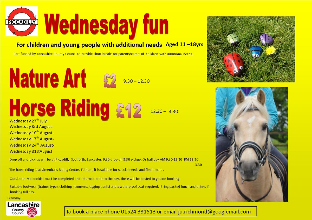 2 places left for 27th July. 11-18yrs additional needs #SEN #Lancaster <a href="/Lancashire_PCF/">Parent Carers Lancs</a> <a href="/NASLandM/">NAS Lanc+More</a> <a href="/NldgLancs/">NLDG</a>