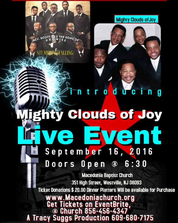 MacedoniaWestvi's tweet image. #MightyCloudsofJoy @MacedoniaWestvi September 16, 2016 doors open at 6:30pm  #PowerPraise #DrRodneyRowland #MBC