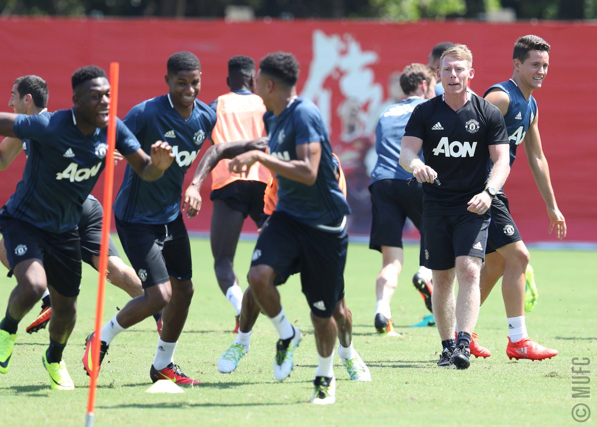 This morning’s warm-up drills put smiles on the players’ faces… #MUTOUR