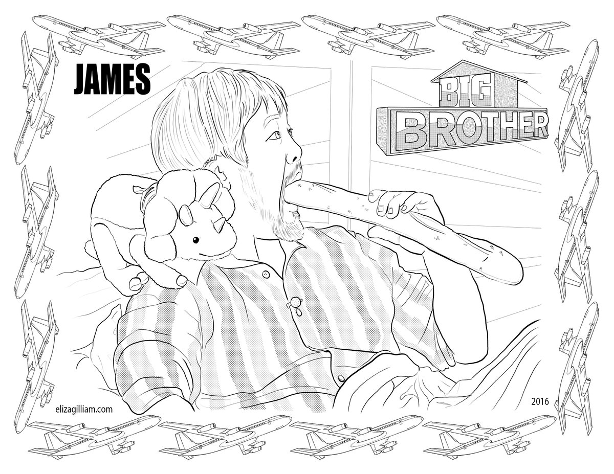 BB18_PaulsBeard's tweet photo. James eats bread. COLOR IT. #bigbrother #coloringpage #bb18 #jamesbb18 #james https://t.co/z0zBG0CstM