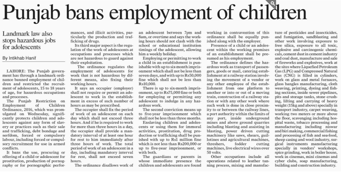 TICpak's tweet photo. Punjab bans employment of children
https://t.co/xBNErFLiLK
@kdastgirkhan @AhmedFasih @JFCautainEU @RSlettenhaar https://t.co/LxUSqozjtB