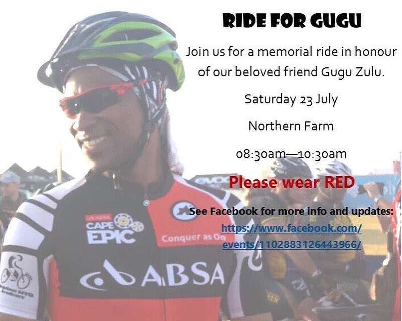 #Ride4Gugu on Saturday morning at Northern Farm, Joburg from 8:30-10:30am