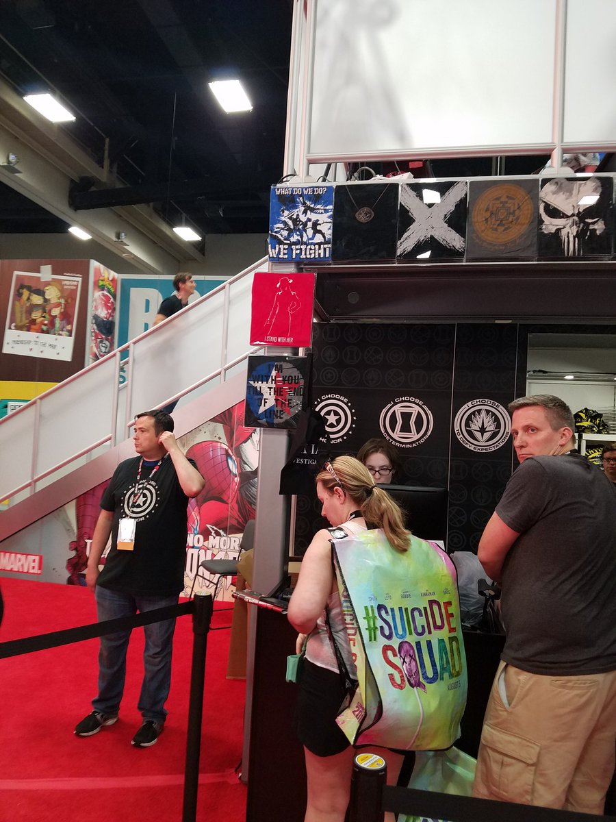 jenniferrcarey's tweet photo. #MarvelSDCC  booth at #SDCC has #AgentCarter #IStandWithHer shirts. #SaveAgentCarter #MarvelSDCC https://t.co/9Sk2uXZJls
